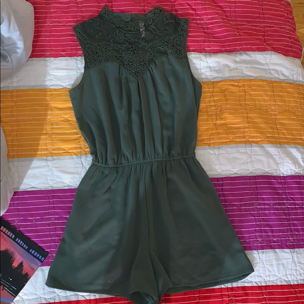 Green Lace Romper